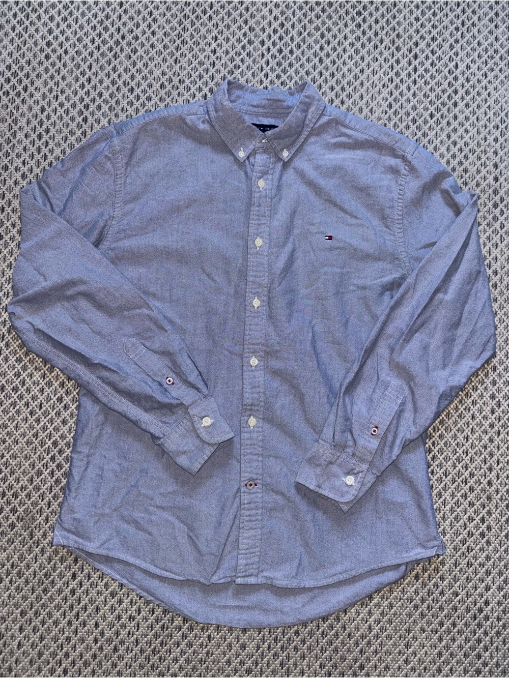 Men’s Tommy Hilfiger Blue Button Down Shirt 100% Cotton Size L